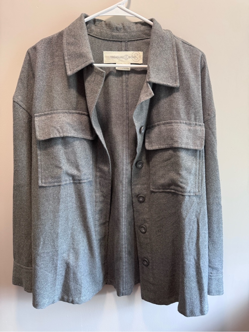 Treasure & Bond Women's Gray Utility Button-Up Jacket